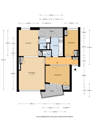 Floorplan - Detmoldstraat 90-1, 3523 GH Utrecht